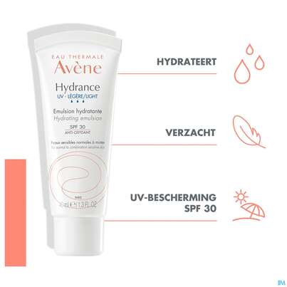 Sie sehen eine Packung Avene Hydrance Emulsion Leicht Uv Spf30 40ml, Produktbild: 14 Avene Hydrance Emulsion Leicht Uv Spf30 40ml, A-Nr.: 5179038 - 14