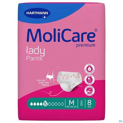 Sie sehen eine Packung Inkontinenz Molicare Premium/lady/pants Tropfen 5 Medium 8st, Produktbild: 04 Inkontinenz Molicare Premium/lady/pants Tropfen 5 Medium 8st, A-Nr.: 4918806 - 04