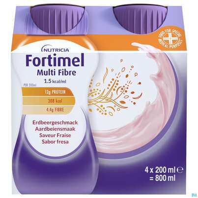 Fortimel/multifibre 1,5kcal 200ml Flasche Erdbeer 4st, A-Nr.: 3237671 - 02