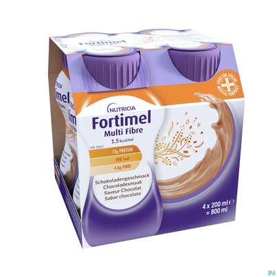 Sie sehen eine Packung Fortimel/multifibre 1,5kcal 200ml Flasche Schoko 4st, Produktbild: 04 Fortimel/multifibre 1,5kcal 200ml Flasche Schoko 4st, A-Nr.: 3237719 - 04