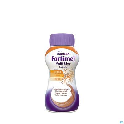 Sie sehen eine Packung Fortimel/multifibre 1,5kcal 200ml Flasche Schoko 4st, Produktbild: 05 Fortimel/multifibre 1,5kcal 200ml Flasche Schoko 4st, A-Nr.: 3237719 - 05