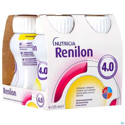 Sie sehen eine Packung Renilon 125ml Vitalflasche 4.0 Aprikose 4st, Produktbild: 01 Renilon 125ml Vitalflasche 4.0 Aprikose 4st, A-Nr.: 4119703 - 01