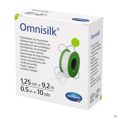 Sie sehen eine Packung Fixierpflaster Omnisilk 9,2mx 1,25cm 1st, Produktbild: 02 Fixierpflaster Omnisilk 9,2mx 1,25cm 1st, A-Nr.: 4582329 - 02