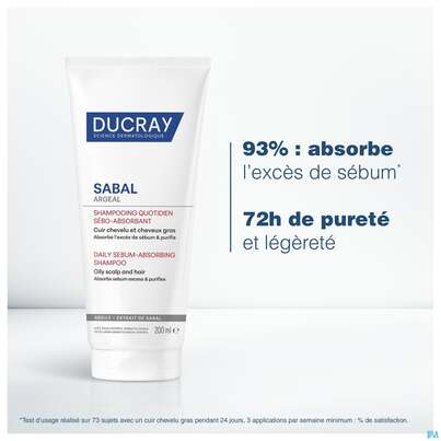 Sie sehen eine Packung Shampoon Ducray Sabal/argeal Talgabsorbierend 200ml, Produktbild: 09 Shampoon Ducray Sabal/argeal Talgabsorbierend 200ml, A-Nr.: 5964412 - 09