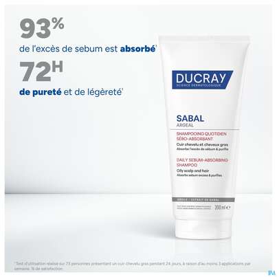 Sie sehen eine Packung Shampoon Ducray Sabal/argeal Talgabsorbierend 200ml, Produktbild: 15 Shampoon Ducray Sabal/argeal Talgabsorbierend 200ml, A-Nr.: 5964412 - 15