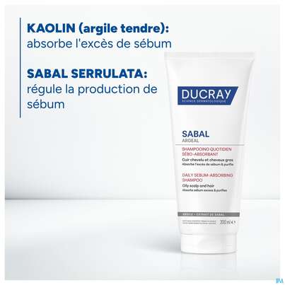 Sie sehen eine Packung Shampoon Ducray Sabal/argeal Talgabsorbierend 200ml, Produktbild: 17 Shampoon Ducray Sabal/argeal Talgabsorbierend 200ml, A-Nr.: 5964412 - 17