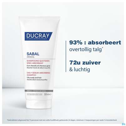 Sie sehen eine Packung Shampoon Ducray Sabal/argeal Talgabsorbierend 200ml, Produktbild: 21 Shampoon Ducray Sabal/argeal Talgabsorbierend 200ml, A-Nr.: 5964412 - 21