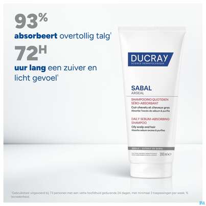 Sie sehen eine Packung Shampoon Ducray Sabal/argeal Talgabsorbierend 200ml, Produktbild: 27 Shampoon Ducray Sabal/argeal Talgabsorbierend 200ml, A-Nr.: 5964412 - 27