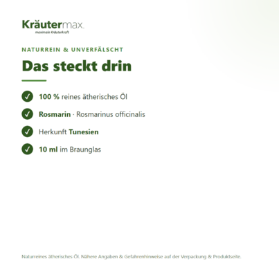 Sie sehen eine Packung Rosmarin Öl 10 ml, Produktbild: 03 Rosmarin Öl 10 ml, A-Nr.: 4732131 - 03