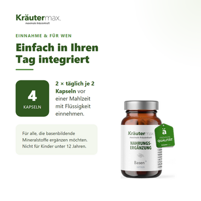 Sie sehen eine Packung Basen Kapseln 60 Stück, Produktbild: 04 Basen Kapseln 60 Stück, A-Nr.: 4318029 - 04