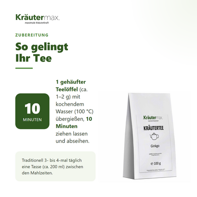Sie sehen eine Packung Ginkgo Tee 100 g, Produktbild: 04 Ginkgo Tee 100 g, A-Nr.: 6017384 - 04