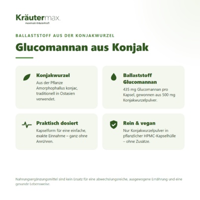 Sie sehen eine Packung Glucomannan Konjakwurzel Kapseln 90 Stück, Produktbild: 02 Glucomannan Konjakwurzel Kapseln 90 Stück, A-Nr.: 5879244 - 02