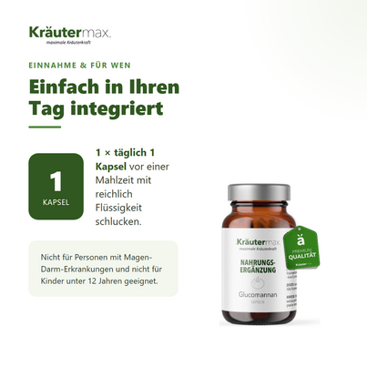 Sie sehen eine Packung Glucomannan Konjakwurzel Kapseln 90 Stück, Produktbild: 04 Glucomannan Konjakwurzel Kapseln 90 Stück, A-Nr.: 5879244 - 04
