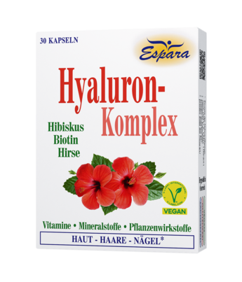 Sie sehen eine Packung Hyaluron-Komplex Kapseln, Produktbild: 01 Hyaluron-Komplex Kapseln, A-Nr.: 6156370 - 01