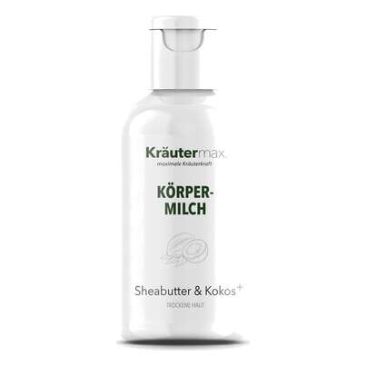 Sie sehen eine Packung Körpermilch Sheabutter & Kokos+ 250 ml, Produktbild: 01 Körpermilch Sheabutter & Kokos+ 250 ml, A-Nr.: 5921609 - 01