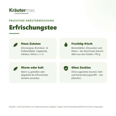 Sie sehen eine Packung Erfrischungstee 100 g, Produktbild: 02 Erfrischungstee 100 g, A-Nr.: 6017272 - 02