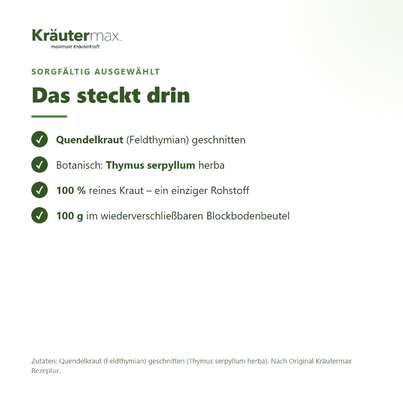 Sie sehen eine Packung Quendel Tee 100 g, Produktbild: 03 Quendel Tee 100 g, A-Nr.: 6017639 - 03