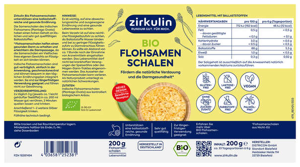 Sie sehen eine Packung ZIRKULIN Bio Flohsamenschalen PUL 200G, Produktbild: 02 ZIRKULIN Bio Flohsamenschalen PUL 200G, A-Nr.: 6142209 - 02