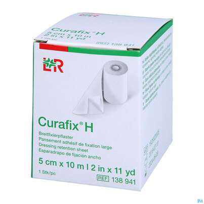 Sie sehen eine Packung Curafix H Fixierpflaster 10mx 5cm 1st, Produktbild: 02 Curafix H Fixierpflaster 10mx 5cm 1st, A-Nr.: 1243472 - 02