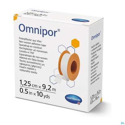 Sie sehen eine Packung Fixierpflaster Omnipor 9,2mx 1,25cm 1st, Produktbild: 01 Fixierpflaster Omnipor 9,2mx 1,25cm 1st, A-Nr.: 1566063 - 01