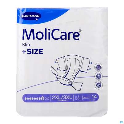 Sie sehen eine Packung Inkontinenz Molicare/slip +size 8 Tropfen 2xl/3xl 14st, Produktbild: 01 Inkontinenz Molicare/slip +size 8 Tropfen 2xl/3xl 14st, A-Nr.: 6105177 - 01