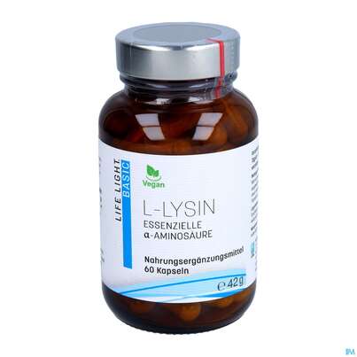 Sie sehen eine Packung L-lysin Kapseln 500mg Life Light 60st, Produktbild: 03 L-lysin Kapseln 500mg Life Light 60st, A-Nr.: 3134735 - 03
