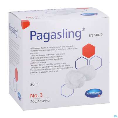 Sie sehen eine Packung Pagasling Schlinggaze Tupfer Steril Gr 3 80st, Produktbild: 03 Pagasling Schlinggaze Tupfer Steril Gr 3 80st, A-Nr.: 4397224 - 03