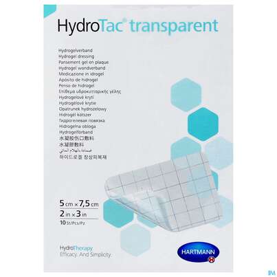 Sie sehen eine Packung Schaumverband Hydrotac Transparent 5x7,5cm 10st, Produktbild: 02 Schaumverband Hydrotac Transparent 5x7,5cm 10st, A-Nr.: 5310521 - 02