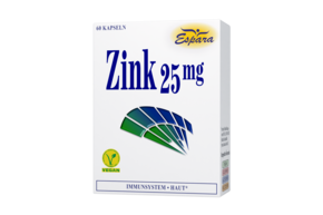Sie sehen eine Packung Espara Zink 25mg Kapseln, Produktbild: 01 Espara Zink 25mg Kapseln, A-Nr.: 5395049 - 01