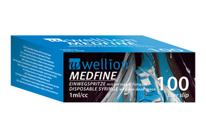 Wellion MEDFINE Einwegspritze 1ml/cc, 100 luer slip, A-Nr.: 5445617 - 01