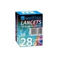 Sie sehen eine Packung Wellion 28G Lanzetten, Produktbild: 01 Wellion 28G Lanzetten, A-Nr.: 3144691 - 01
