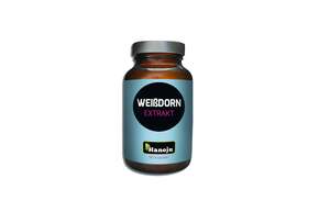 Sie sehen eine Packung Hanoju Weissdorn Extrakt Kapseln 450mg, Produktbild: 01 Hanoju Weissdorn Extrakt Kapseln 450mg, A-Nr.: 4255961 - 01