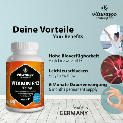 Vitamaze Vitamin B12 1000mcg hochdosiert vegan, A-Nr.: 5179268 - 02