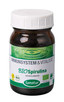 Sie sehen eine Packung Sanatur Spirulina Tabletten BIO 400mg, Produktbild: 01 Sanatur Spirulina Tabletten BIO 400mg, A-Nr.: 4258215 - 01