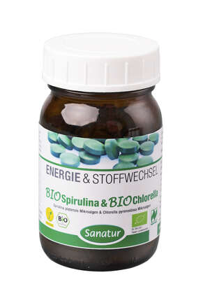 Sie sehen eine Packung Sanatur Spirulina & Chlorella Tabletten BIO, Produktbild: 02 Sanatur Spirulina & Chlorella Tabletten BIO, A-Nr.: 4258379 - 02