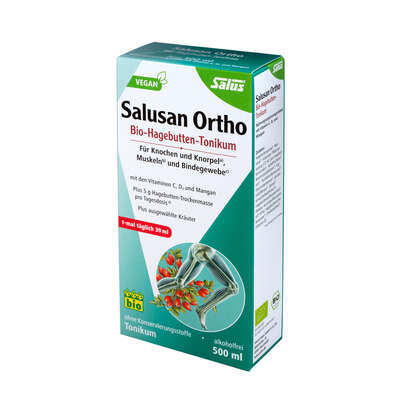Sie sehen eine Packung Salusan Ortho Bio-Hagebutten-Tonikum, Produktbild: 01 Salusan Ortho Bio-Hagebutten-Tonikum, A-Nr.: 4321646 - 01