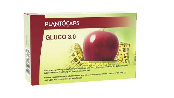 Sie sehen eine Packung plantoCAPS GLUCO 3.0 Kapseln, Produktbild: 02 plantoCAPS GLUCO 3.0 Kapseln, A-Nr.: 4828859 - 02