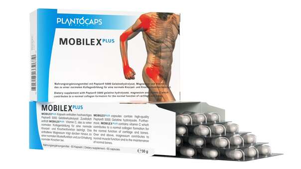 Sie sehen eine Packung plantoCAPS MOBILEX PLUS Kapseln, Produktbild: 03 plantoCAPS MOBILEX PLUS Kapseln, A-Nr.: 4339729 - 03