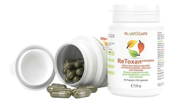 Sie sehen eine Packung plantoCAPS ReToxan complex Kapseln, Produktbild: 03 plantoCAPS ReToxan complex Kapseln, A-Nr.: 4339741 - 03