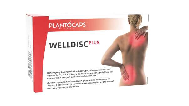 Sie sehen eine Packung plantoCAPS WELLDISC PLUS Kapseln, Produktbild: 02 plantoCAPS WELLDISC PLUS Kapseln, A-Nr.: 4339712 - 02