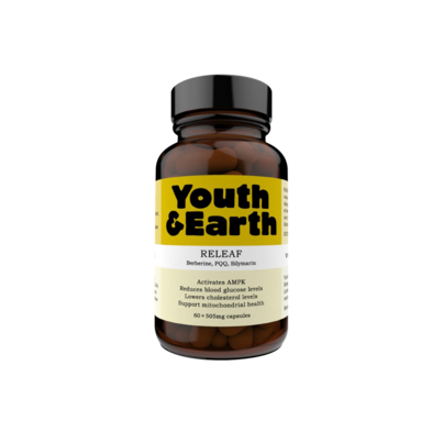 Sie sehen eine Packung Releaf Berberine PQQ Silymarin Kapseln, Produktbild: 01 Releaf Berberine PQQ Silymarin Kapseln, A-Nr.: 5391258 - 01