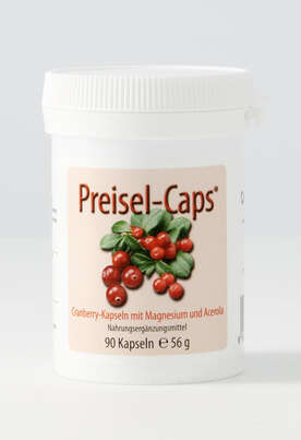 Sie sehen eine Packung Preisel-Caps mit Cranberry, Magnesium und Acerola 90 Stück, Produktbild: 01 Preisel-Caps mit Cranberry, Magnesium und Acerola 90 Stück, A-Nr.: 2749647 - 01