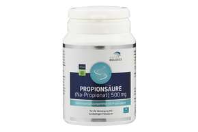 Sie sehen eine Packung Supplementa Propionsäure 500 mg Kapseln, Produktbild: 01 Supplementa Propionsäure 500 mg Kapseln, A-Nr.: 5596977 - 01