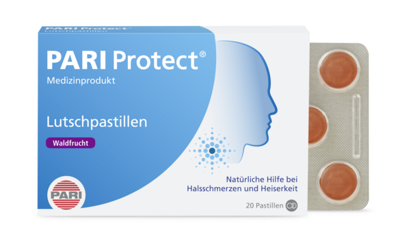 Sie sehen eine Packung PARI Protect Lutschpastillen, Produktbild: 01 PARI Protect Lutschpastillen, A-Nr.: 4945973 - 01
