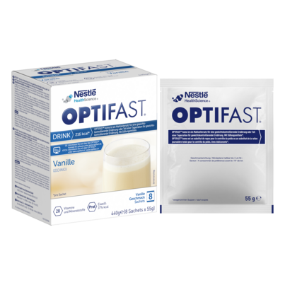 Sie sehen eine Packung OPTIFAST® Drink Vanille, Produktbild: 01 OPTIFAST® Drink Vanille, A-Nr.: 5209590 - 01