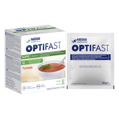 Sie sehen eine Packung OPTIFAST® Suppe Tomate, Produktbild: 01 OPTIFAST® Suppe Tomate, A-Nr.: 5209762 - 01