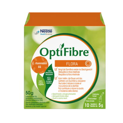 Sie sehen eine Packung OptiFibre® FLORA 10x5g, Produktbild: 01 OptiFibre® FLORA 10x5g, A-Nr.: 5361263 - 01