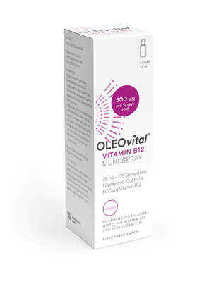 Sie sehen eine Packung OLEOvital® Vitamin B12 Mundspray, Produktbild: 02 OLEOvital® Vitamin B12 Mundspray, A-Nr.: 4768407 - 02