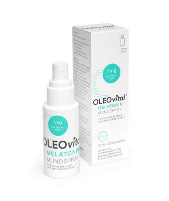 Sie sehen eine Packung OLEOvital® Melatonin Mundspray, Produktbild: 01 OLEOvital® Melatonin Mundspray, A-Nr.: 5338057 - 01