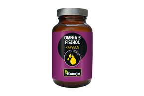 Sie sehen eine Packung Hanoju Omega 3 Fischöl Kapseln 1000, Produktbild: 01 Hanoju Omega 3 Fischöl Kapseln 1000, A-Nr.: 4255725 - 01